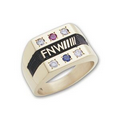 Ultima Series Men's Rectangular Signet Ring (6 Multi Colored Stone)